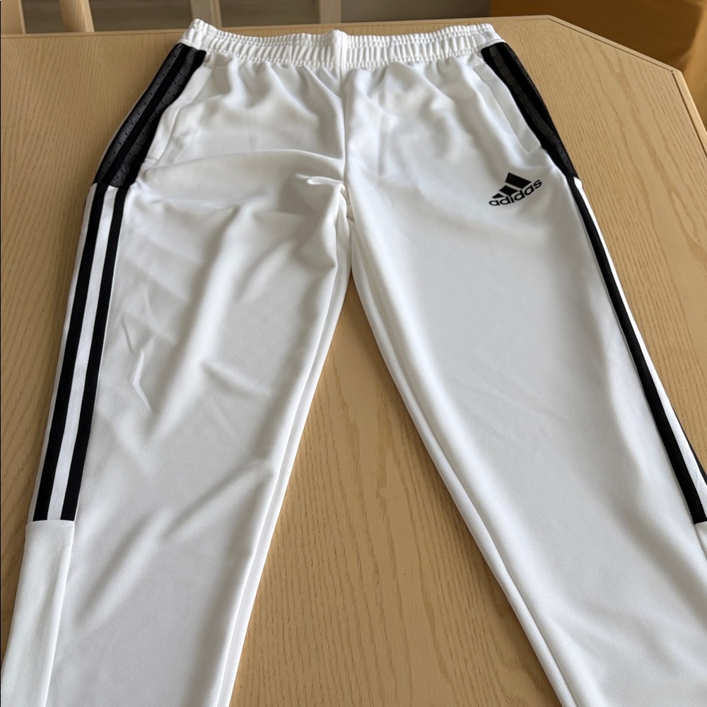 Adidas White Joggers with Black Stripes